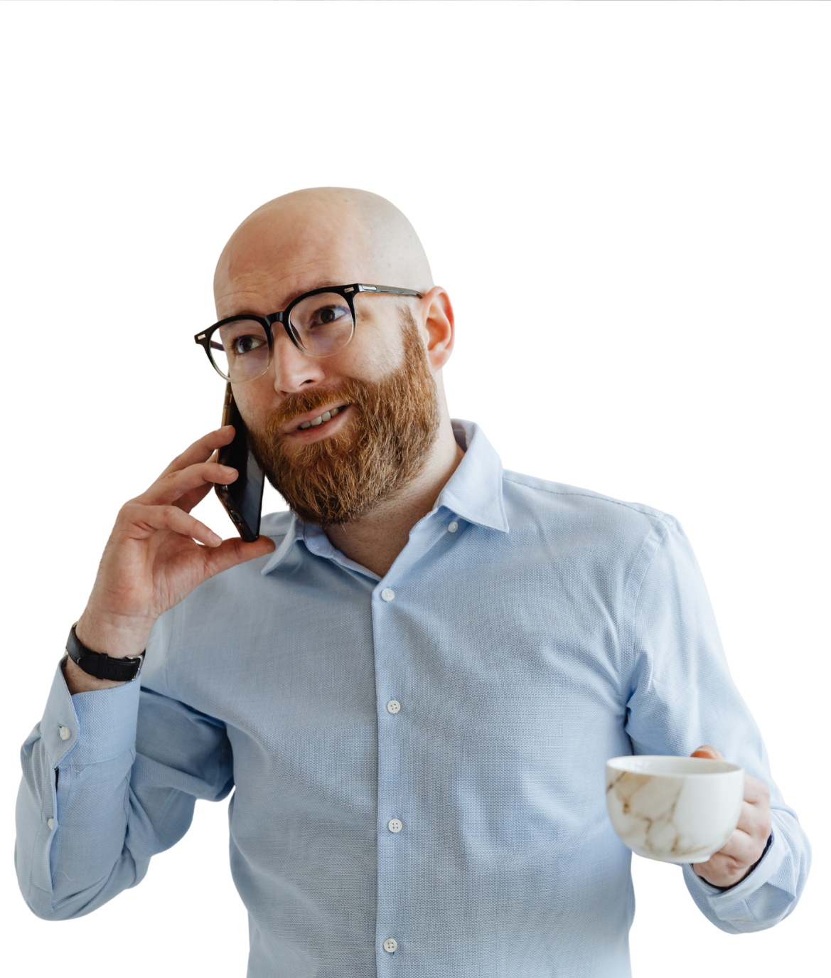 Professional making calls with headset